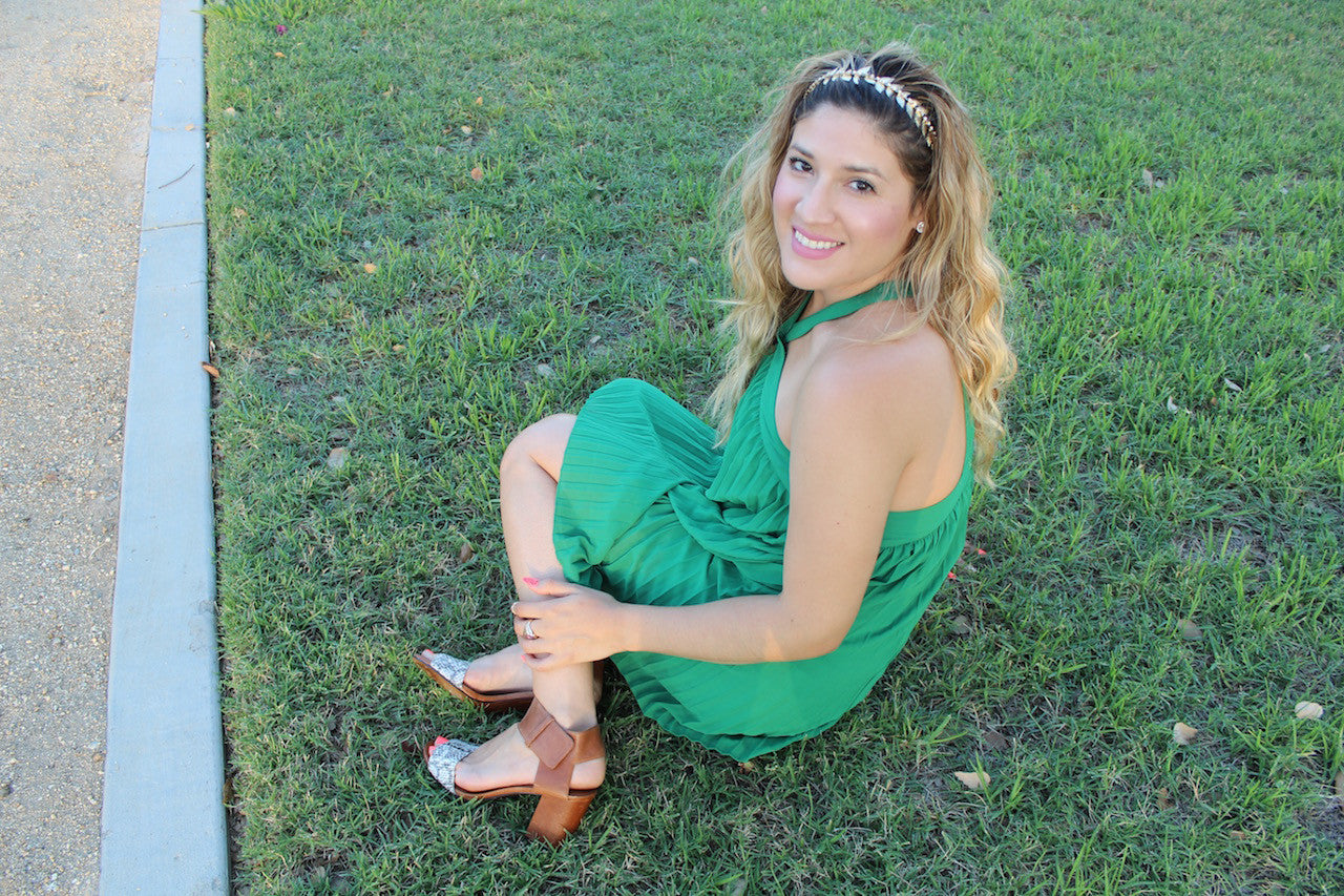 Green Pleated Dress